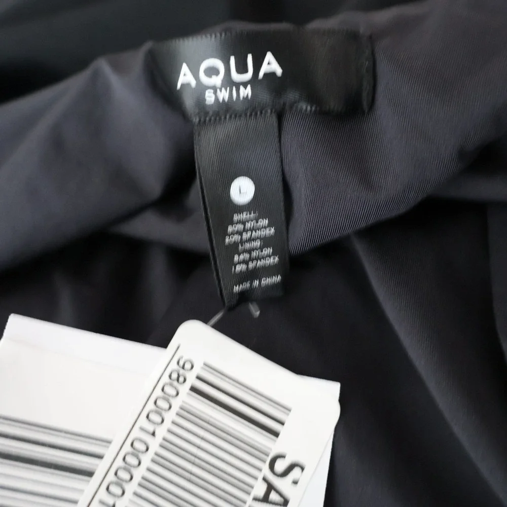 AQUA One Piece Swimsuit Women‎ L Black Pearl Strap Underwire Resort $108 NWOT